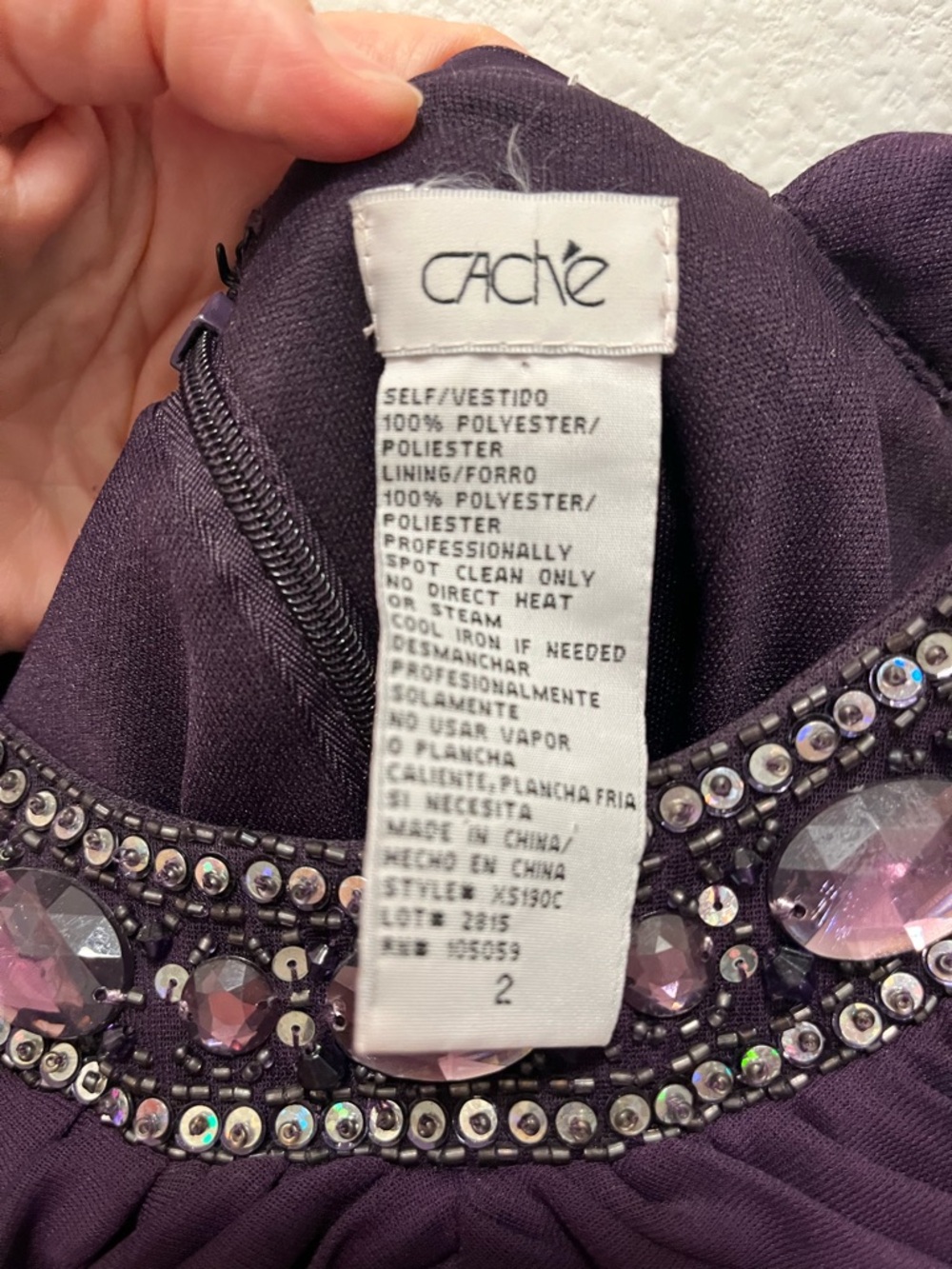 Cache Jewel-Embellished Ruched Purple Backless Dress - Picture 4 of 4